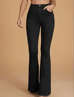 SHEIN ブラック ブーツカットデニム