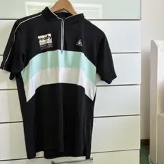 LE COQ Sportifジップアップシャツ ブラック/ミント