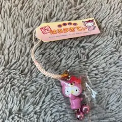 激レア】ご当地キティ 奈良限定 ピンク鹿 ラメ ストラップ 平成レトロ