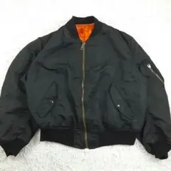良品◎ALPHA MA-1 フライトジャケット 黒 オレンジ アメリカ製 90s