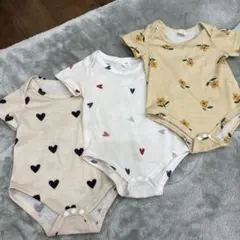 ベビー ロンパース 3枚セット ハート 花柄