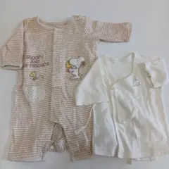新生児　スヌーピー ロンパース、ムーミン　短肌着、2枚セット、50㎝　タキヒョー