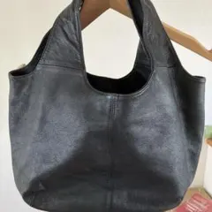 黒レザートートバッグ　papillonner うさぎバッグ