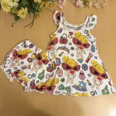 ヒスミニ 総柄ワンピースパンツセットアップ　90美品のサムネイル