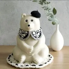 しろくま貯金箱　つけ襟　ベレー帽　ブラック　2点セット