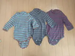 ストライプ長袖ボディスーツ3着セット80
