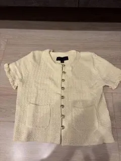 ZARA 半袖 カーディガン エクリュ