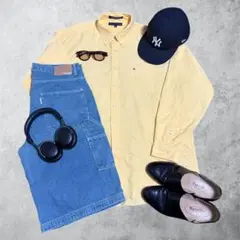 【コーデセット】c-boy style 90s トミー長袖シャツ＆デニムショーツのサムネイル