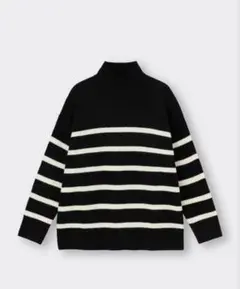 パフィータッチボーダーハイネックセーター　gu