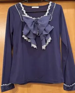 ☆お値下げしました☆axes femme ビッグリボン付き長袖トップス　パープル