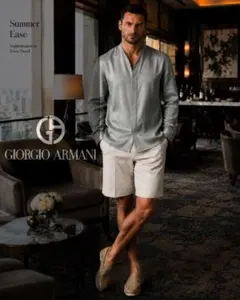 dr570●ARMANIジョルジオアルマーニ●リッチなシルクシャツ●38●メンズのサムネイル