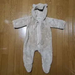 ベージュ フード付きロンパース 70cm
