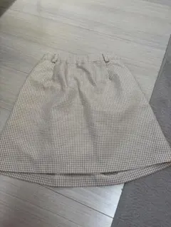 WEGO ベージュ系チェック柄プリーツスカート