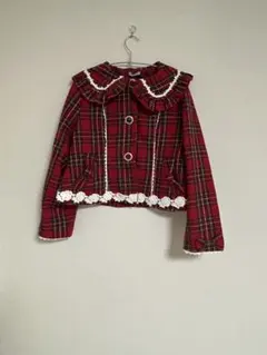 H.NAOTO チェック柄 蝶々刺繍 レースアップ ジャケット - メルカリ