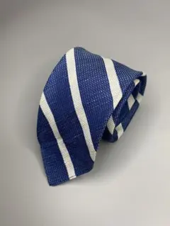 Maker's Shirt鎌倉 ブルー ホワイト レジメンタル ストライプ タイ