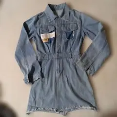 デニムブルー ワンピース 長袖　y2k グランジ