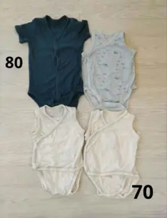 肌着　ユニクロ　4点セット　メッシュ　ボディスーツ　70　80　前開き