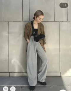 コーデュロイ×デニムショートカバーオール ブルー lumier リュミエ 