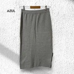 アズール【M】ロングスカート グレー サイドスリット ウエストゴム 綿100%