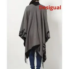 【Desigual/デシグアル】リバーシブル ポンチョ （グレー/ブラック）