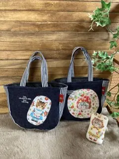 コヤンイサムチョン×デニム　ミニトートバッグ　ハンドメイド　アリスちゃん風