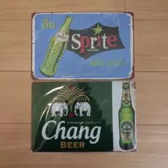レトロ Sprite ＆ Chang BEER 金属製看板