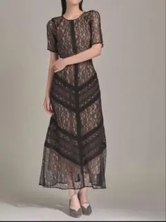 【新品】LAGUNAMOON LADYショルダーギャザーレースマキシワンピース