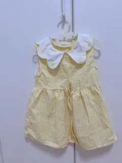 イエロー チェック柄 ベビー ワンピース