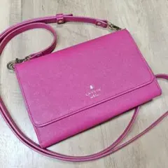 LANVIN ショルダーバッグ ウォレットバッグ ピンク レザーのサムネイル