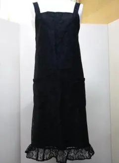 黒レースエプロン サロン フリル付き