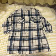 【nikoand…】 チェックシャツ ワンピースシャツ 白 水色