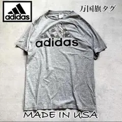 栗*う様 300円〜 90s USA製 adidas Tシャツ グレー デカロゴ