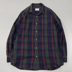 00s~ フレンチリネン タータンチェック L/S シャツ パンク y2k