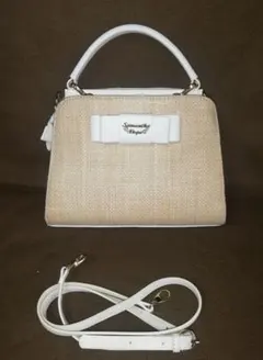 サマンサヴェガ/２way バッグ　ベージュ/ホワイト　美品　ショルダーベルト付き