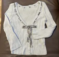 バーバリーブルーレーベル カーディガン チェック　リボン 38 y2k レア☆