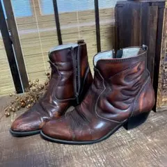 ブラウン　ヴィンテージ　レザーウエスタンブーツ