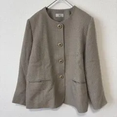 CREATED BY HORIBE ノーカラージャケット 千鳥格子 レトロ古着