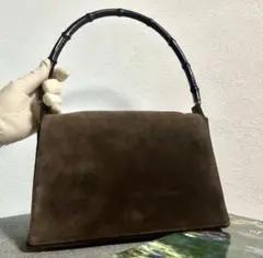 GUCCI バンブーハンドル スエード バッグ ブラウン 保存袋 ヴィンテージ