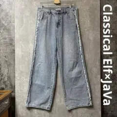 Classical Elf×JaVa サイドフリンジ ワイドデニムパンツ XL
