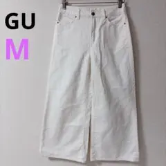 지유 GU 와이드 레그 팬츠 화이트 데님 캐주얼 가우초 M