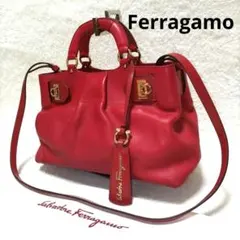 フェラガモ FLORENCE BAG ガンチーニ レザー 2way ハンドバッグ