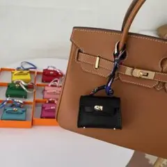 【即日発送】　ミニバッグチャーム　 ミニチュアチャーム　イヤホンケース　ブラック