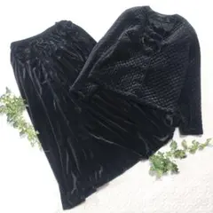 極美品✨インゲボルグ　ベロアキルティング　セットアップ　リボン　黒　38