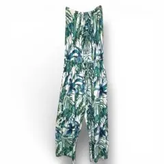 ボタニカル柄 サロペット オールインワン 夏 リゾート 体型カバー