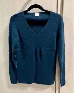 アーバンリサーチドアーズ★ウールリブVネックニット★ブルーグリーン