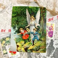 ヨーロッパ　アンティーク　ガーディアンエンジェルカード　天使　お守り　E1205