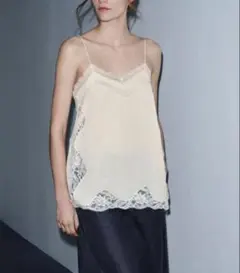 ZARA WOMAN レーストリム キャミソールトップスのサムネイル
