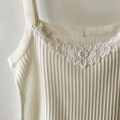vintage 花柄刺繍 リブキャミソール 80s 90sのサムネイル