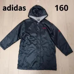 adidas アディダス ベンチコート ボア 160 黒 サッカー　ブラック