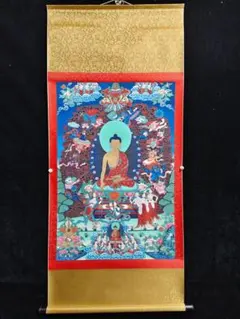 唐カ（タンカ）装飾画 大威徳金剛 忿怒尊 チベット仏教美術 絹布 59